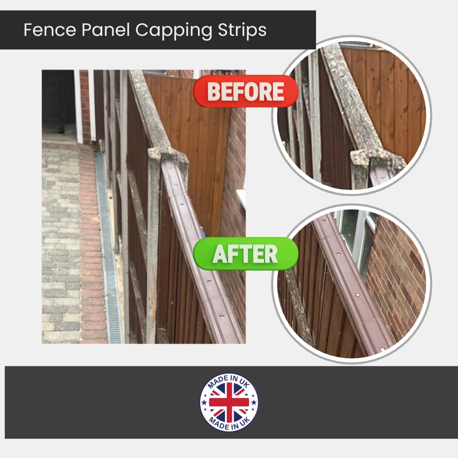 Fence Panel Capping Strips before and after